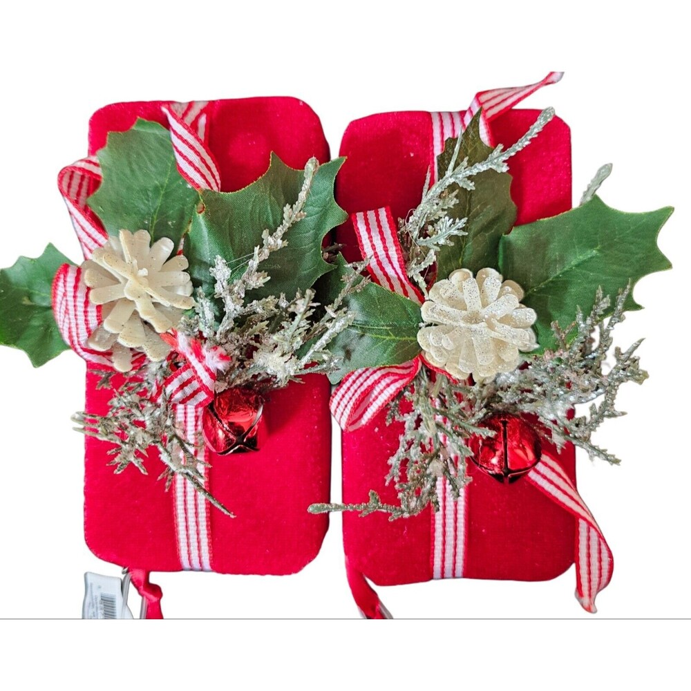 Two Hanging Christmas Holiday Present Tree Ornaments